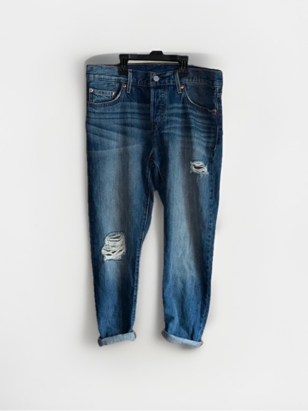 Levi's 501 Customized Tapered Distressed Mid-Rise Jeans Blue - Picture 2 of 9